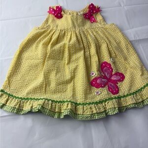 Vibrant Yellow Kids Dress with Pink Butterfly
